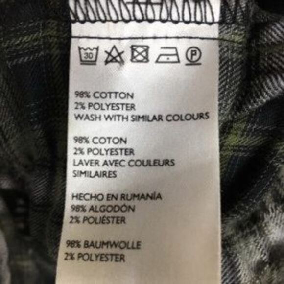 PIns & Needles Gray Green Gathered Plaid Button Down Top Sm - Picture 6 of 7